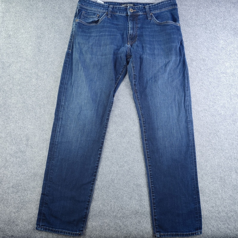 Mavi Jeans Mens 36x30 Blue Denim‎ Stretch Embroidered Pockets Medium Wash